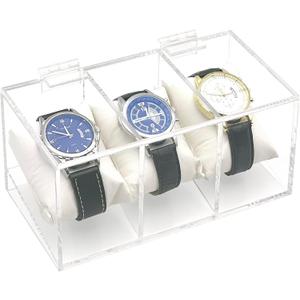 Watch Box Case, 3 Slot Watch Organizer Clear Acrylic for Men Women
