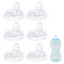 6 Pack Replacement Spouts Compatible with Nuby, Soft Silicone Spout, Transition Spout for Sippy Cups, Non-Leak Nipples Replacement, Easy to Clean, Easy Transition from Bottle to Cup, 6m+