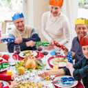 Melisheer Christmas Crackers, 12 Pack No Snap Christmas Party Favors with Snowflake Design, Xmas Poppers with Crown and Joke, Perfect for Christmas Gifts Xmas Table Holiday Party Supplies