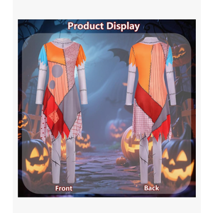 Women Christmas Nightmare Costume Adult Halloween Costumes Long Sleeve Dress with Patch Movie Character Cosplay Outfit, S