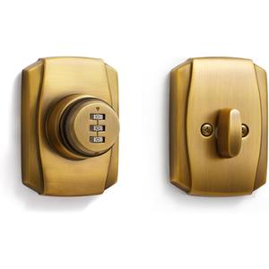 1 Pack Antique Brass Password Single Bronze Cylinder Deadbolt Lock Keyless Passcode Handleset Front Entry Interior Exterior Door Deadbolts