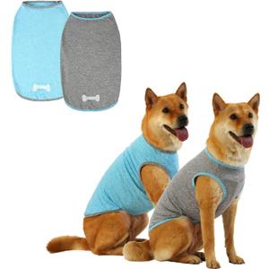 Dog and Cat Shirt in Tech Fabric with Luminous Print, Pet Clothes for Large, Medium, and Small Dogs, 2-Pack of Lightweight Functional t-Shirts (S8XL)