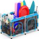 Pool Float Storage Organizer - 288 Gallon XXX-Extra Large Capacity Pool Toy Storage Bin for Noodles, Goggles, Floats & Balls - Outdoor Pool Toy Holder with Mesh Rolling Cart for Swimming Equipments