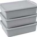 Saedy 3 Pack 13 L Food Service Bus Tub with Lid, Restaurant Dish Tub Food Grade, Grey