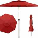 10 FT Outdoor Patio Umbrella, 2 Tiers Market Table Umbrella with 8 Sturdy Ribs, Push Button Tilt and Crank, UPF50+ UV Protection for Deck, Pool, Garden and Backyard, Red