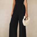 PRETTYGARDEN One Piece Jumpsuits for Women Dressy Casual Sleeveless Crewneck Wide Leg Rompers Jumpers Vacation Summer Outfits (Black, S)