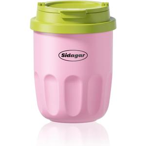 Travel Coffee Mug 10 oz Ceramic Lined Tumbler, Double Wall Stainless Steel Coffee Cup with Lid, Vacuum Spill Proof Mini Water Bottle, Insulated Thermal Mug for Home Office,Pink