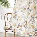 MYSKY HOME Floral Linen Curtains 84 inch Length 2 Panels Set Spring Flower Patterned Semi Sheer Light Filtering Privacy Farmhouse Grommet Drapes for Living/Dining Room, Yellow, W52 x L84, Pack-2