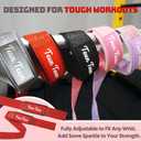 Teun Teun Glitter Weight Lifting Wrist Straps  24-Inch Cotton Gym Straps with Neoprene Padding for Deadlifts, Powerlifting, and Strength Training (Red)