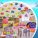 Nezyo 200 Pcs Tropical Fish Cutouts Sea Life Cut Outs Ocean Animal Accents Fish Cut-Outs Paper Colorful Under the Sea Party Classroom Bulletin Board Decorations with 400 Glue Points