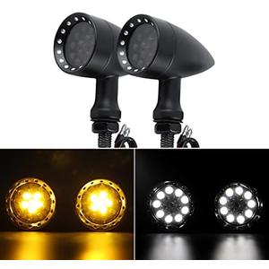 DREAMIZER Universa Motorcycle LED Turn Signals Light Bullet Front Running Indicator Lamp Compatible with Sportster Iron 883 1200 Softail Dyna - 2Pcs Black, Front