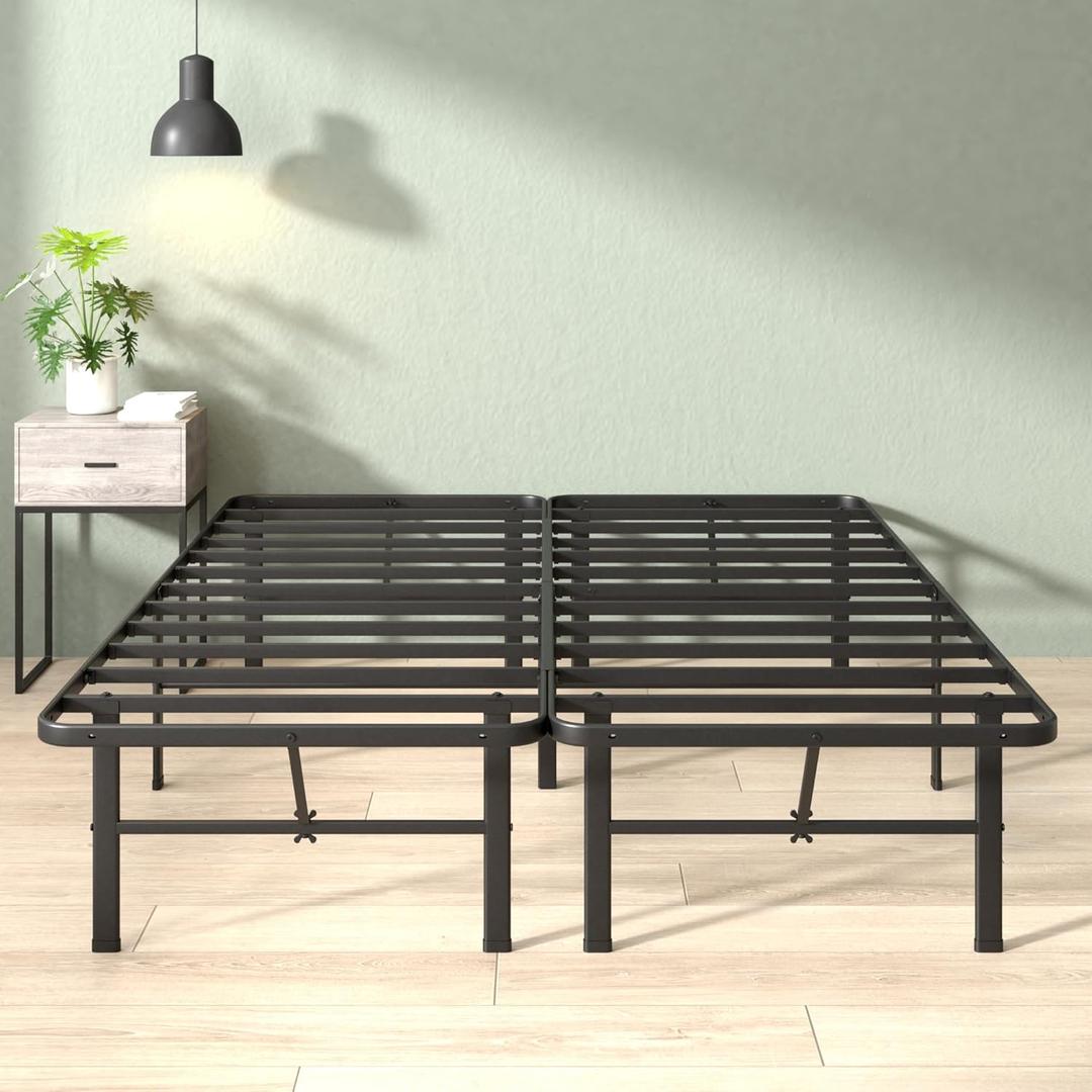 Zinus Rumi 14in Queen Metal Bed Frame, Quick Assembly SmartBase Mattress Foundation, Heavy Duty Sturdy Steel with No Box Spring Needed, Eco-Friendly Packaging, Black