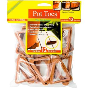 Bosmere Pot Toes, Plant Pot Risers for Indoor and Outdoor, Prevent Stains and Rotting on Wood, Cement, and Tile - Terra Cotta (Pack of 12)