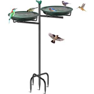 Metal Bird Bath for Outside, Vintage Freestanding Birdbaths Feeder Bowl, Stable & Easy to Clean Birdfeeder for Outdoors Garden Yard Lawn Decor (Retro Green)