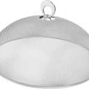 Hemoton Stainless Steel Mesh Dome Food Cover Protector, Round Mesh Screen Food Tent for Kitchen, Outdoor, Picnic, Reusable, Large, Black, 15.7-Inch (Silver L)