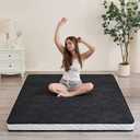 Zelladorra Japanese Floor Mattress, Quilted Futon Mattress with Anti-Slip Bottom, Foldable Floor Bed with Storage Bag and Straps, (Black, Full（80" x 54")