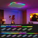 MOONSEA 23 Inch RGB LED Flat Panel Ceiling Light Fixture with Remote Control 32W + 7W, 3200LM, Dimmable Color Changing, Rectangle Surface Mount Ceiling Lamp for Living Room, Kids Room, Party, White, RGB + Rotating Color - Remote