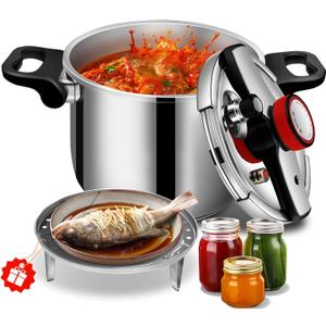 10.68 Quart Stainless Steel Pressure Cooker, Extra Large Stovetop Pressure Cooker, Commercial Grade, Induction Compatible, Big Capacity for Batch Cooking
