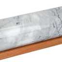 Home Basics White Marble Stone Rolling Pin with Easy Grip Wood Handles and Wooden Cradle Display Stand Heavy & Solid for Baking Bakery Donuts Cookie Pasta Pie Dough Pastry Fondant Chefs