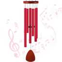 Leinuosen Wind Chimes for Outside Wind Chimes Outdoors Deep Tones 28" with 6 Aluminum Tubes Memorial Sympathy Windchime for Valentine Tree Decor Garden Courtyard Mom Loved One Gifts(Classic,Red)