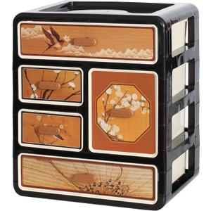 Cologne Organizer for Men,Cologne Stand with 5 Drawer,Stylish Nightstand Organizer with Floral & Bird Design,Dresser Drawer Organizers,Organizador de Perfumes,Perfume Stand Organizer for Bedroom,Black