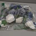 Artificial Flowers 25PCS Real Looking White & Dusty Blue Shades Fake Roses with Stem for DIY Wedding Bouquets Centerpieces Baby Shower Party Home Decorations