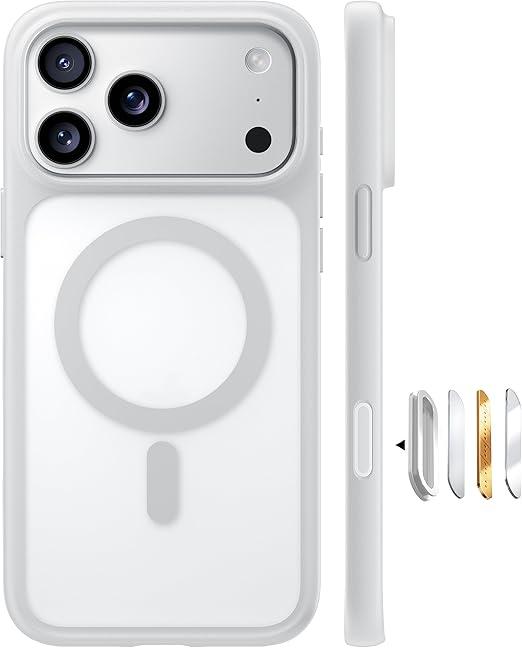 TORRAS Magnetic Shockproof for iPhone 17 Pro Case, Camera Control, Compatible with MagSafe, MilitaryGrade Protection, Stronger Slim Translucent Phone Case for iPhone 17 Pro, Silver White