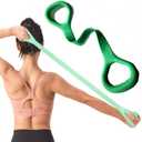Figure 8 Resistance Band, Arm Back Shoulder Exercise Elastic Rope Stretch Fitness Band, Foot, Leg, Hand Stretcher, Arm Exerciser for Yoga Pilates Stretching Physical Therapy, Home Gym Workout (Green)