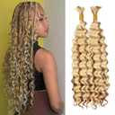 613 Human Braiding Hair 14 14 inch 100g Honey Blonde Deep Wave Bulk Human Hair for Braiding No Weft 2 Braids Per Pack 27 Mixed With 613 Color