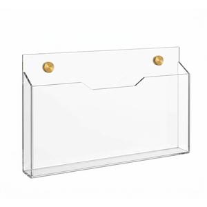 1Pc Clear Acrylic File Holder Wall Mount Mail Magazine Organizer File Holders with Screw Wall Pocket Office Document Storage Rack Magazine Letter Brochure(14 x8.3 x1.2 ,Horizontal)
