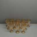 12 Pcs Vintage Glasses, 10 Ounces Colored Glass Water Goblets, Unique Embossed Pattern High Clear Stemmed Glassware Wedding Party Bar Glass Drinking Cups, Floral Amber Glasses Set of 12