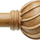 Lootkell Natural Wood Curtain Rods for Windows 48 to 84 Inches Adjustable Length Heavy Duty 7/8" Diameter Window Curtain Rod with Decorative Finials for Outdoor Farmhouse Bedroom Kitchen Living Room