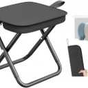 Portable Stool, Camping Stool 12inch Portable Folding Stool Small Folding Chair, Telescopic Compact Foldable Stool for Camping, Hiking, Outdoor Concert(3Pcs 60ML Travel Bottles Gift)