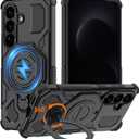 for Samsung S26 Case with 360 Spin Magnetic Stand, [Compatible with MagSafe][Military-Grade Protection], Heavy Duty Magnetic Phone Case ONLY for Galaxy S26 (Black)