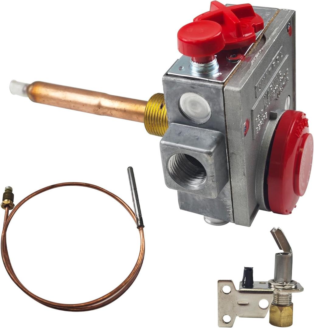 110-326 Gas Water Heater Valve,Natural Gas Water Heater Thermostat, Water Heater Replacement Parts Gas Control Valve with 3.8" Shank, 2.2" W.C,Copper Probe (Replacement Parts Kit)