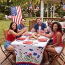Frienda 2 Pcs Patriotic Tablecloth 72 x 30 in, Independence Day, Colorful, 70.87 x 29.53 inches
