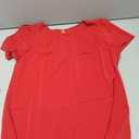 CZYINXIAN Womens Summer Casual Short Sleeve Blouse Dressy Round Neck Business Chiffon Tops Shirt(B Red, Medium)