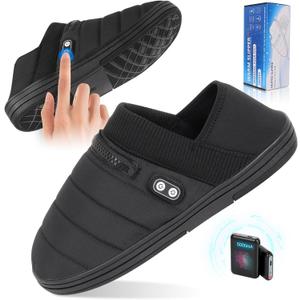 Heated Slippers, BIAL Unisex Electric Heating Pad for Feet, Rechargeable Battery Shoes Heat Foot Warmer Feet Warmer Winter Slipper Cold Weather Slippers for Men Women, Size Large