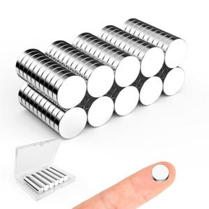 Round Craft Magnets, Caturledas 100 Pack 9x2mm Small Round Magnetic Rare Earth Neodymium Magnet, Silver