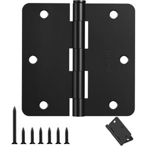 Door Hinges Matte Black - 42 Pack Black Door Hinges 3.5 Inch Rounded Interior Door Hinge with 1/4" Radius Corners - Black Hinges for Doors 3 1/2 Inches Flat Iron Residential Door Hardware