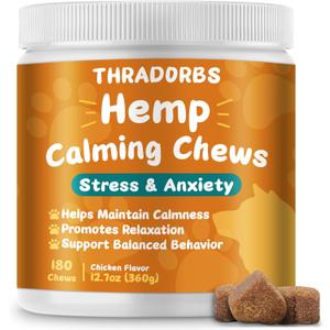 Hemp Calming Chews for Dogs 180Ct - Dog Calming Chews - Anxiety Relief Treats and Bites for Dogs - Dog Supplements for Separation, Thunderstorms, Stress, Barking, Promote Relaxation - Chicken Flavor