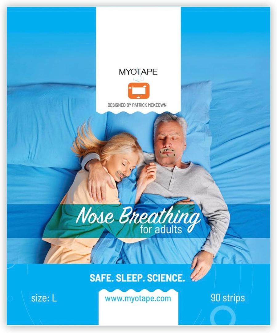 Sleep Tape for Adults - Mouth Tape for Adults- Improves Your Sleep Quality - Promotes Nasal Breathing During Sleep - Reduces Mouth Breathing and Snoring - Comfortable & Elastic (L)