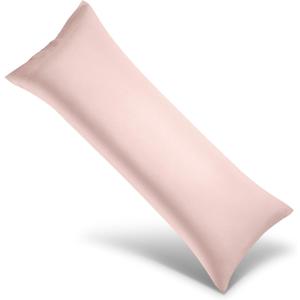 Body Cooling Pillowcase Long Pillow Case Breathable Cool Silky Soft Rayon Derived from Bamboo Fabric,Hair and Skin Friendly,Light Pink,1 Pack,20x54IN