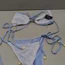 ZAFUL Women's Triangle Bikini Multiway Fishnet Tie Side Bandeau Halter String Bikini Set Two Piece Swimsuit Bathing Suits (1-light Blue)