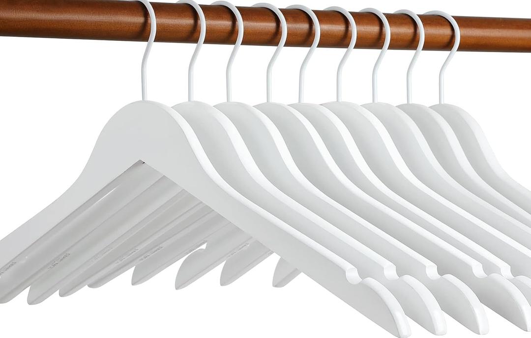 TOPIA HANGER Bride Hanger for Wedding Dress, Premium White Wooden Hangers, 360 Swivel White Hook, Smooth Finish, Extra Smoothly Cut Notches, 10 Pack-CT06W