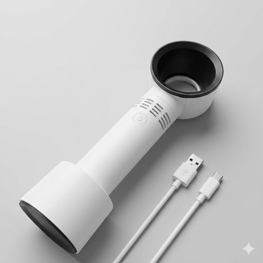 Portable Handheld Cooling Bladeless Fan USB Mini Fan Desktop Rechargeable Quiet 3 Gear