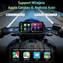 6.25 Inch Motorcycle CarPlay & Android Auto Display IP67 Waterproof Touchscreen with Two TPMS, Dual Bluetooth, TF Card, GPS Navigation, Voice Control, Universal Mount