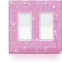 Gaocai 1 Pcs Shiny Pink Rhinestones Light Switch Cover Decorative Rhinestones Outlet Covers Switch Plate Covers Double Gang Toggle Wall Outlet Cover