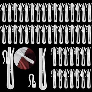 2 x 50Pcs Plastic Curtain Hooks 70mm/2.75inch Ratchet System Pinch Pleat Curtain Hooks,Adjustable Pinch Pleat Hooks for Window Curtain Door Curtain Shower Curtain