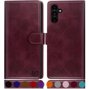 3 x SUANPOT for Samsung Galaxy A35 5G Wallet case with RFID Blocking Credit Card Holder,Flip Book PU Leather Protective Cover Women Men for Samsung A35 Phone case Wine Red